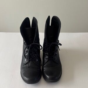 Anne Klein Black Leather lace up boots
